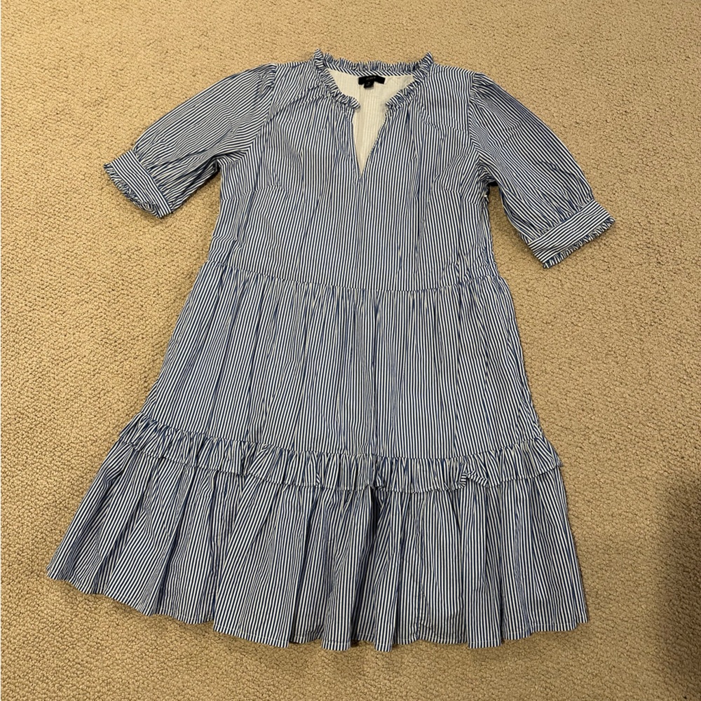 J. Crew Blue and White Striped Dress